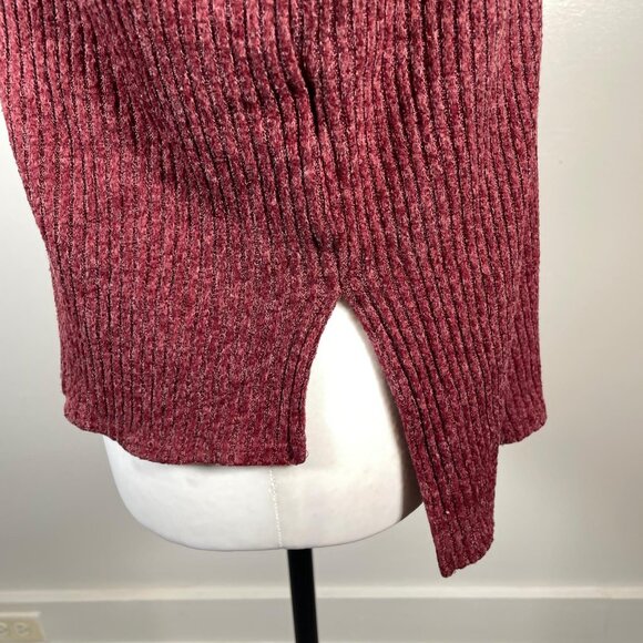 Forever 21 Burgundy Turtleneck Chunky Tight Knit 3/4 Sleeve Pullover Sweater S - Picture 5 of 12